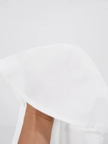 SHEIN 青少年女孩單件編織素色領口鈕扣長袖襯衫，喇叭袖，V領收腰修身款，優雅休閒百搭，秋季服飾，適合日常穿著、通勤、度假 - 白色 - 查看 8