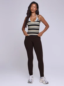 Musera Sport Double Layered Contrast Striped Active Top Butter Yellow Fall Winter Autumn Gym Pilates Fitness Daily Casual - Baby Blue - View 2