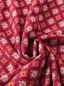 Plus Size Vacation Leisure Printed Splicing Long Dress For New Year Clothes Fall - Red - View 5
