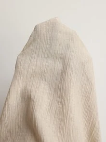 EMERY ROSE 大尺碼女款夏季優雅波希米亞米色蕾絲拼接上衣，度假假期不對稱肩鈕扣裝飾寬鬆純色波西米亞風上衣 - 杏色 - 查看 8