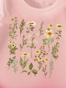 (2 Random Item From 5) Girls' Fashionable Fresh Colorful Tie-Dye Floral Glitter Bow Patchwork Heart Pattern Print Basic Short T-Shirt And Shorts Set - Multicolor - View 7