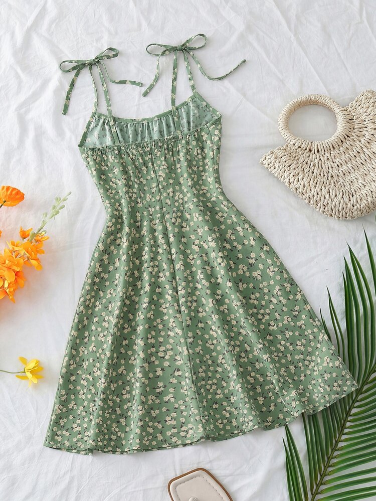 zaful women's mini dress spaghetti straps sleeveless boho beach dress SHEIN Franclia Green Floral Summer Modest Holiday Picnic Holiday Midi Dress,Shoulder Tie Strap Backless Knot Ruched Bust Short Outfit Cloud Blue Sweetheart Beaded collection_filter:All Dresses Size:FR 38 Style Tips Pair this