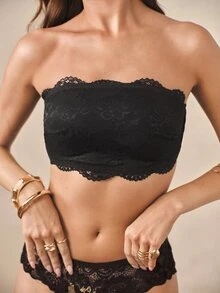 Hourtrue 2pcs Strapless Padded Bras, Wireless Lace Mesh Breathable Bras For Small Bust Women - Multicolor - View 3