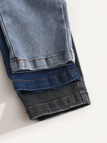 SHEIN Tween Boy Denim Jeans Summer Dark Grey Powder Blue Navy Blue 3 Pieces Set Distressed Ripped Washed Tapered Fit Holiday Vacation 2016 Aesthetic - Multicolor - View 6