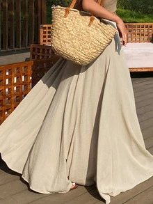Dazy Kids Tween Girl Solid Color Pleated Casual Versatile Daily Skirt Fall - Apricot - View 1