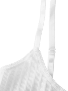 Ocili 100% Pure Cotton Wide Ribbed Ribbed Scalloped Edge Comfortable Women's Patchwork Mini Bow Decor Bra - White - View 10
