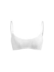 Ocili 100% Pure Cotton Wide Ribbed Ribbed Scalloped Edge Comfortable Women's Patchwork Mini Bow Decor Bra - White - View 8