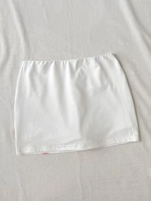 SHEIN 青少年女孩針織裙附內建內搭褲，休閒裙，花卉/波點/純色，隨機發貨 1 件 - 彩色 - 查看 4