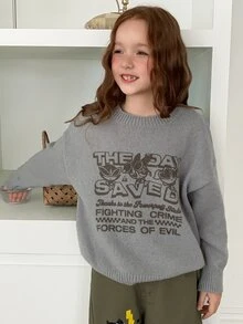THE POWERPUFF GIRLS X DAZY Sweater Musim Gugur untuk Anak Perempuan Remaja - Grey - View 4