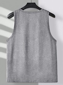 VIVINTIMO Camiseta sin mangas para hombre con estampado de árbol de coco gris claro, vacaciones - Gris Claro - Ver 4
