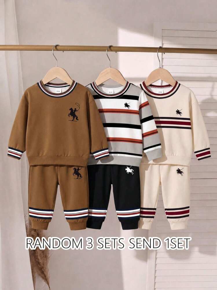 Minimalist And Elegant Crew-Neck Business-Casual Set For Baby Boys (Autumn Style). - Multicolor - View 3