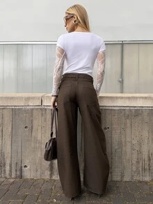 BiaLiraa Women's Regular Mid-Waist Banana Leg Casual Jeans Y2k Fall - Brown - View 2