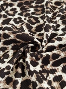 SHEIN PETITE CURVE 大尺碼豹紋收腰長款休閒度假女款長褲 秋季 - 彩色 - 查看 7