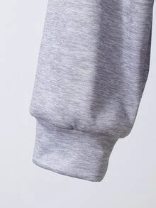 SHEIN Sparklyn 女童街頭風翅膀印花拉鍊連帽衛衣，秋季休閒毛邊連帽外套，假日穿搭 - 灰色 - 查看 7
