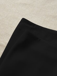 SHEIN Tween女孩休閒可愛純色針織裙，白色波點，適合海灘與秋季穿著，Tween女孩款 - 黑色 - 查看 4