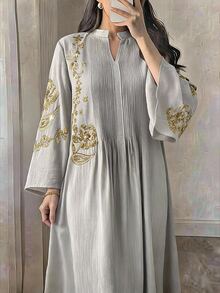 Al Najma 女款亮片刺繡阿拉伯風洋裝 - 綠色 - 查看 1