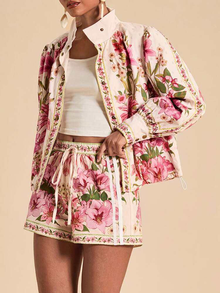 Travachic Women's Floral Print Casual Versatile Daily Wear Shorts - Multicolor - View 1