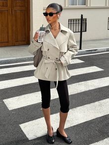 Muchica 2026 Solid-Color Double-Breasted Trench Coat (Multi-Layered Collar Design) Versatile Casual Elegant Professional Settings Office Light Grey Autumn - Khaki - View 5
