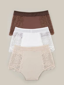 Bralution Women's Lace Patchwork Sexy Daily Triangle Panties - Multicolor - View 7