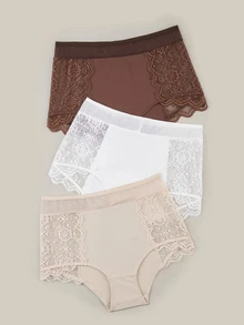Bralution Women's Lace Patchwork Sexy Daily Triangle Panties - Multicolor - View 9