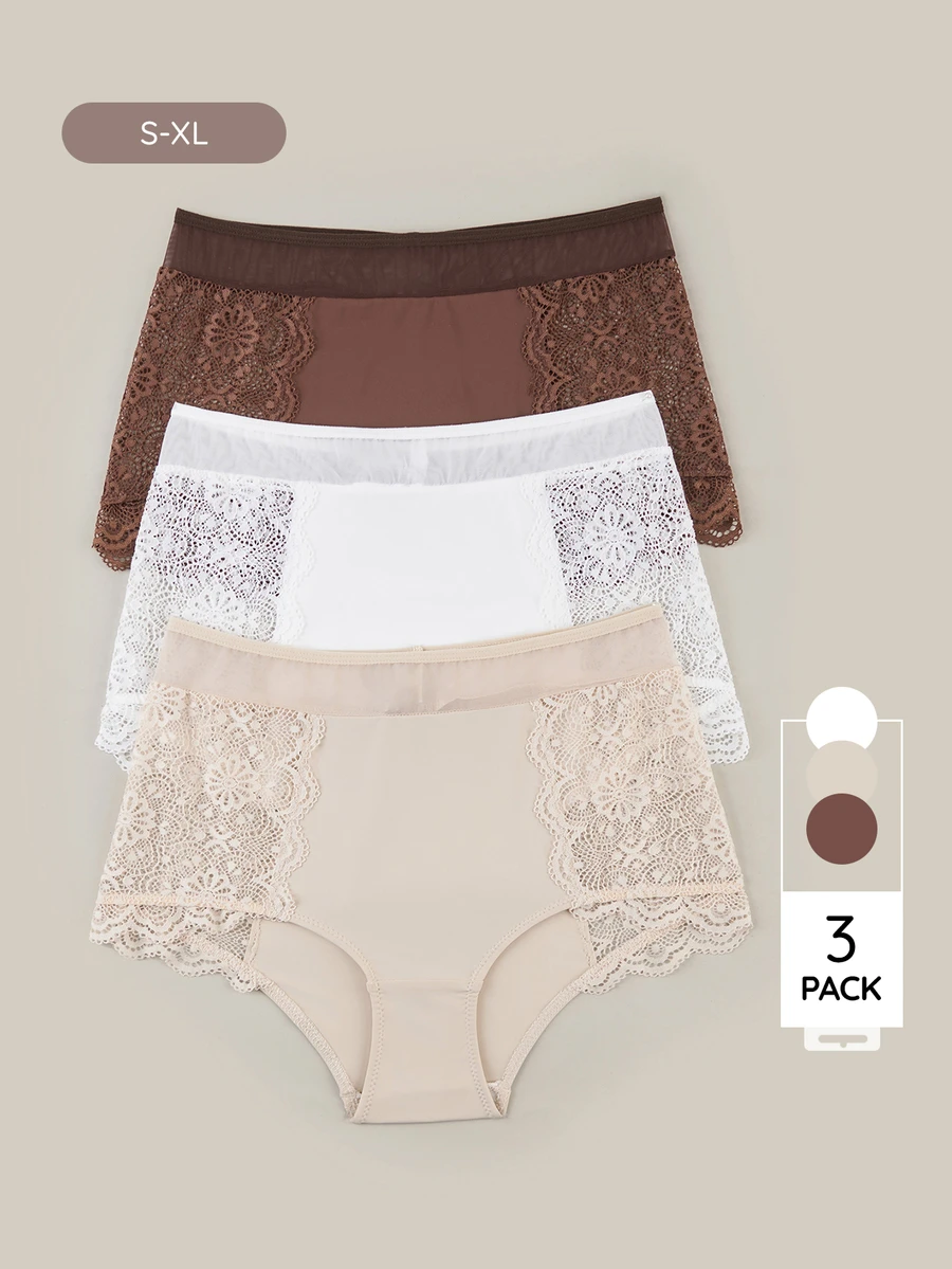 Bralution Women's Lace Patchwork Sexy Daily Triangle Panties - Multicolor - View 1