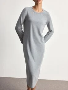 Ocili 女款休閒圓領居家長洋裝 - 灰色 - 查看 4