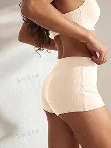Ocili 女款純棉素色防走光安全短褲，防露內搭短褲，短款緊身褲 - 杏色 - 查看 4