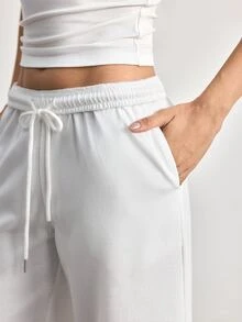 Ocili 女款抽繩腰口袋休閒日常居家短褲 - 白色 - 查看 6