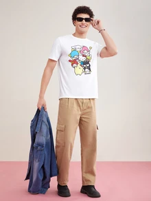 HELLO KITTY AND FRIENDS | SHEIN 男士卡通印花t卹 - 白色 - 查看 7