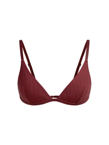 Ocili 欧美性感薄棉无钢圈无衬垫三角杯文胸 - 酒紅色 - 查看 8