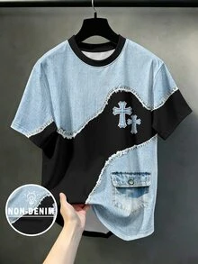 Manfinity Roghcode Men's Summer Casual Colorblock Patchwork T-Shirt - Multicolor - View 1