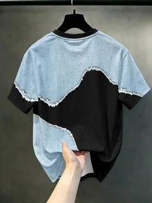 Manfinity Roghcode Men's Summer Casual Colorblock Patchwork T-Shirt - Multicolor - View 2