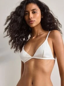Ocili European & American Sexy Thin Cotton Wireless Unpadded Triangle Bra - White - View 5