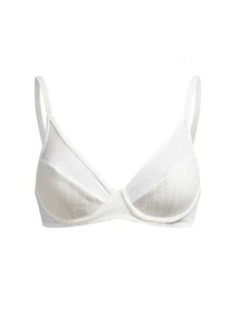 Ocili Thin Mesh Patchwork Sexy Lingerie, Supportive Wireless Bra For Large Bust, Lift And Enhance Appearance - White - View 8