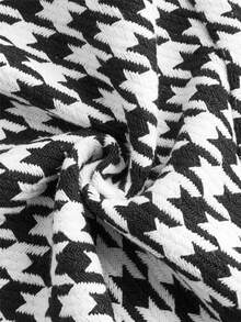 SHEIN MOD Women Winter Coats For Houndstooth Print Cloak Sleeve Overcoat,Business,Hippie,Flared Overcoat - Black and White - View 4