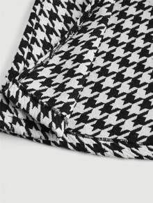SHEIN MOD Women Winter Coats For Houndstooth Print Cloak Sleeve Overcoat,Business,Hippie,Flared Overcoat - Black and White - View 8