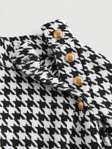 SHEIN MOD Women Winter Coats For Houndstooth Print Cloak Sleeve Overcoat,Business,Hippie,Flared Overcoat - Black and White - View 3