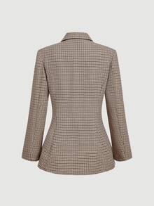 SHEIN MOD Plaid Waist Cinched Women's Long Sleeve Jacket And Pants Casual Suit Set In Fall/Winter,Christmas Clothes For Women,Women's Winter Clothes - Grey - View 7