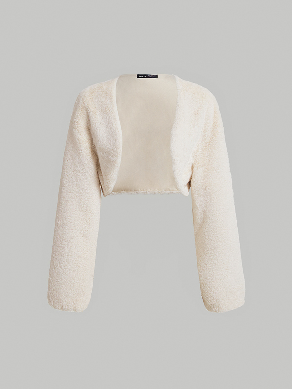 SHEIN MOD 秋冬女士毛绒开襟夹克