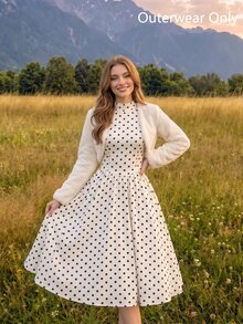 SHEIN MOD 秋冬女士毛绒开襟夹克 - 白色 - 查看 6
