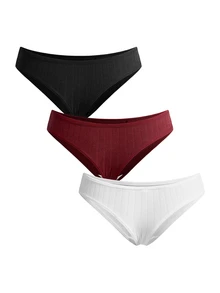 Ocili Sexy Thong Panty Set, 3pcs, Cotton Crotch, Thin & Sensual - Multicolor - View 7