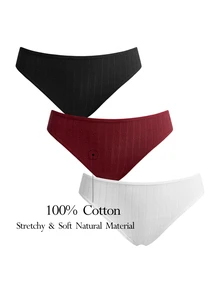 Ocili Sexy Thong Panty Set, 3pcs, Cotton Crotch, Thin & Sensual - Multicolor - View 8