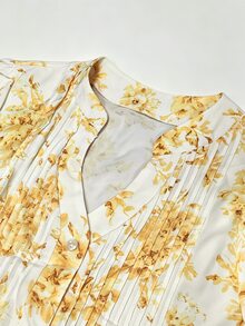 Cévolie Women's Fashion Casual Elegant Romantic Vacation Printed Button Dress - Yellow - View 6