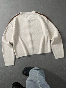 Manfinity EMRG Men Contrast Side Seam Drop Shoulder Cardigan - Apricot - View 3