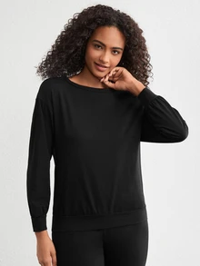 Ocili Leisure Women'S Round Neck Casual Home Clothing Top - Black - View 8