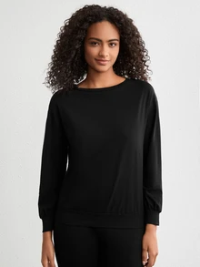 Ocili Leisure Women'S Round Neck Casual Home Clothing Top - Black - View 3