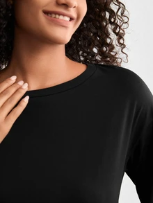 Ocili Leisure Women'S Round Neck Casual Home Clothing Top - Black - View 7