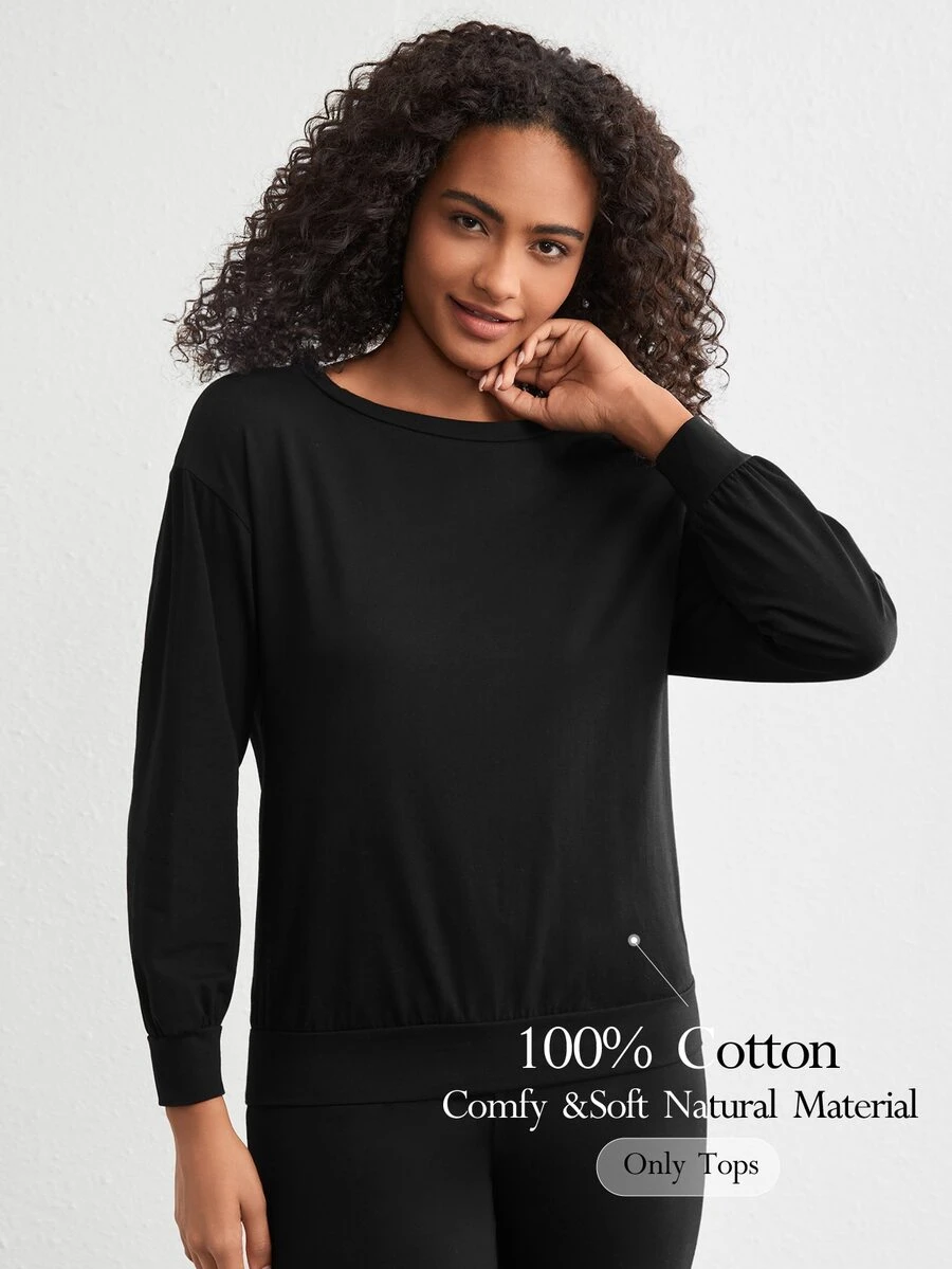 Ocili Leisure Women'S Round Neck Casual Home Clothing Top - Black - View 1