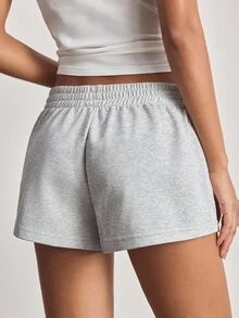 Ocili Celana Pendek Super Pendek Pinggang Rendah Minimalis Kasual Musim Semi Wanita Motif Bunga Abu-abu Muda untuk Pakaian Santai - Light Grey - View 2