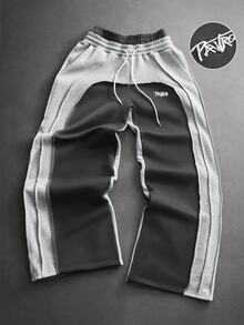PAVTROS Men's Embossed Double Waistband Drawstring Waist Pocket Loose Sweatpants Jogging Vacation Grey Summer Streetwear - Multicolor - View 1